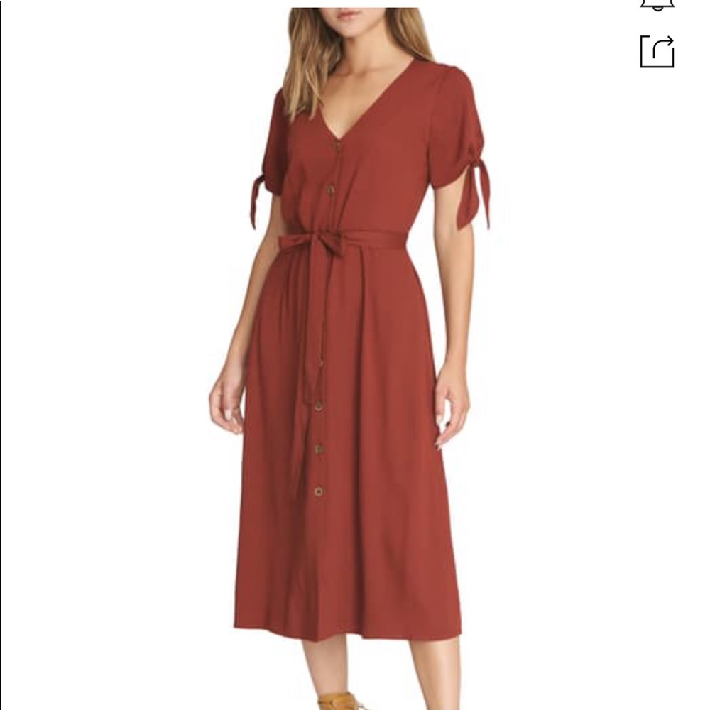 Tie sleeve midi dress